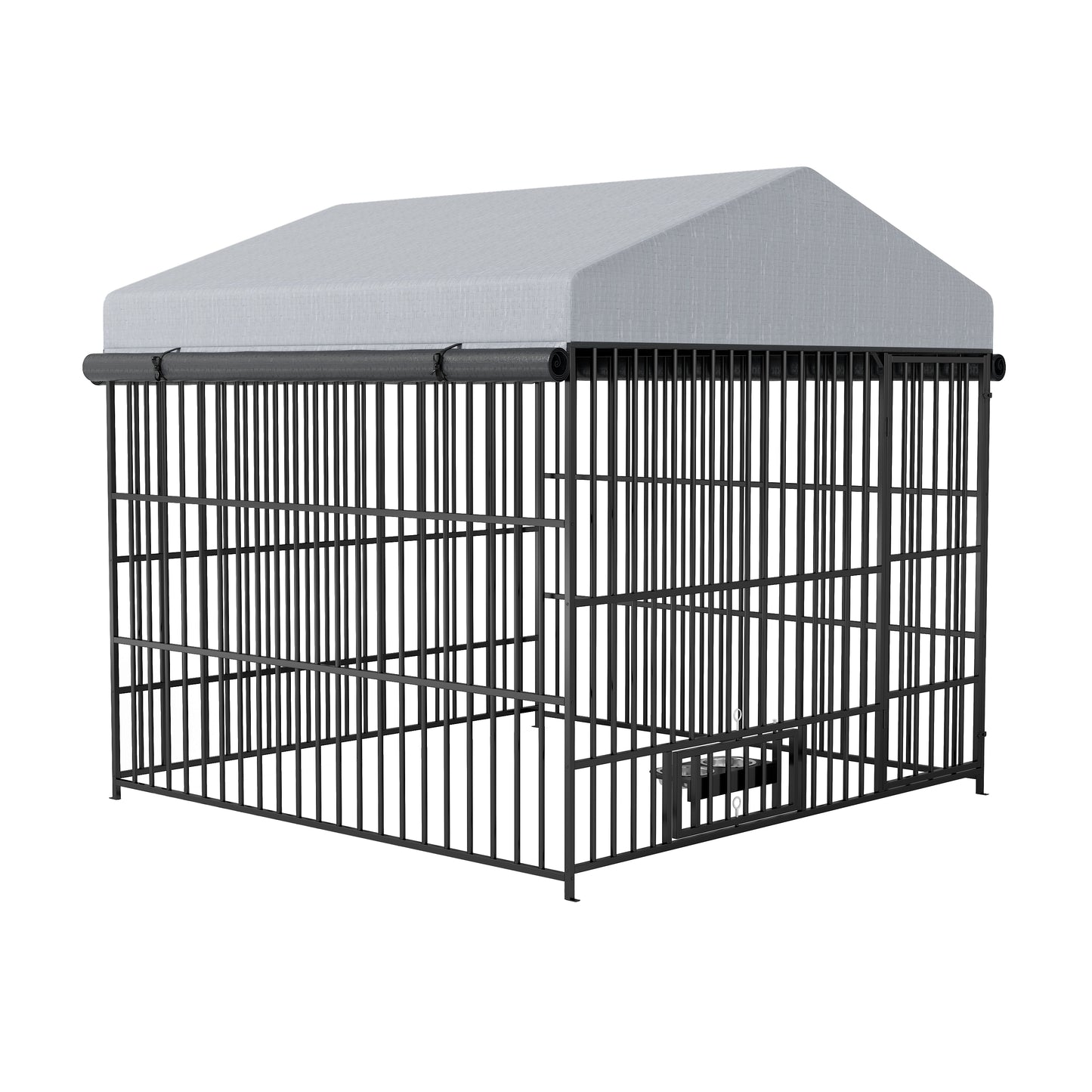 Large Dog Kennel Outdoor Pet Pens Dogs Run Enclosure Animal Hutch Metal Coop Fence with Roof Cover(6.6'L x 6.6'W x 6.4'H)