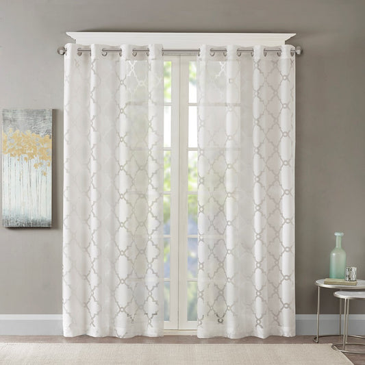 Fretwork Burnout Sheer Curtain Panel(Only 1 Pc Panel)