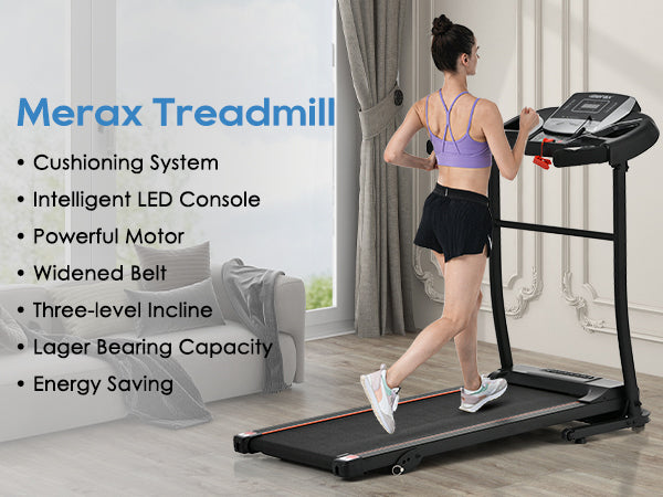 Folding Treadmill Electric Running Machine 2.5HP Motor 300LBS Weight Capacity Walking Jogging Machine with 3 Level Incline 12 Preset Programs for Home Gym