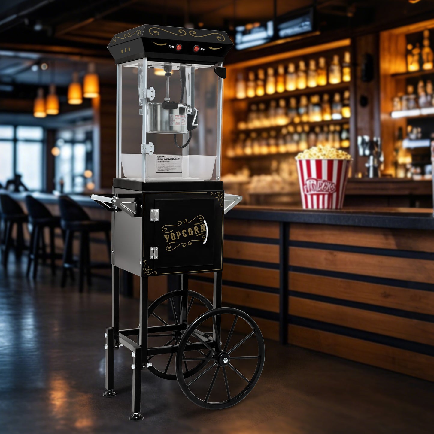 6OZ Popcorn Maker:This 480W theater-style popcorn popper. It includes a heated deck to keep your popcorn warm and fresh, and an old maids drawer to collect un-popped kernels, making cleanup a breeze.