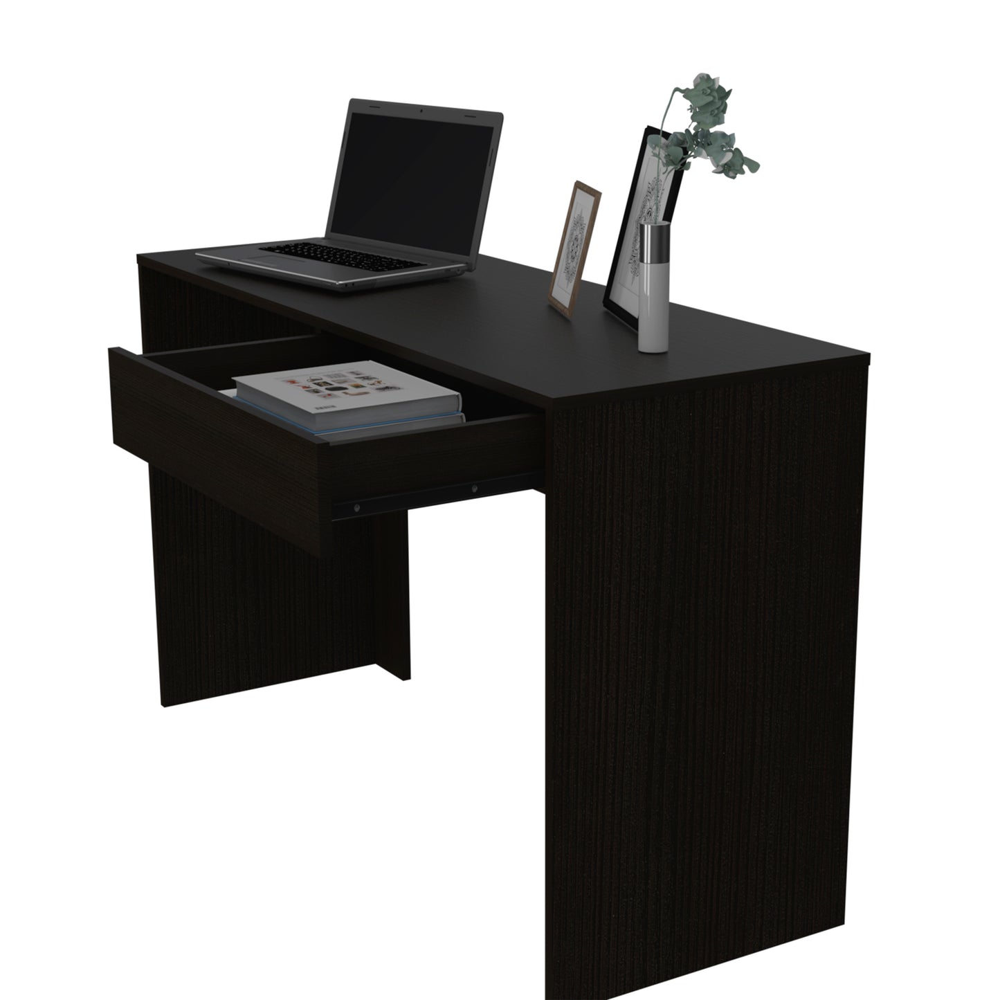 Acre Writing Computer Desk, One Drawer -Black