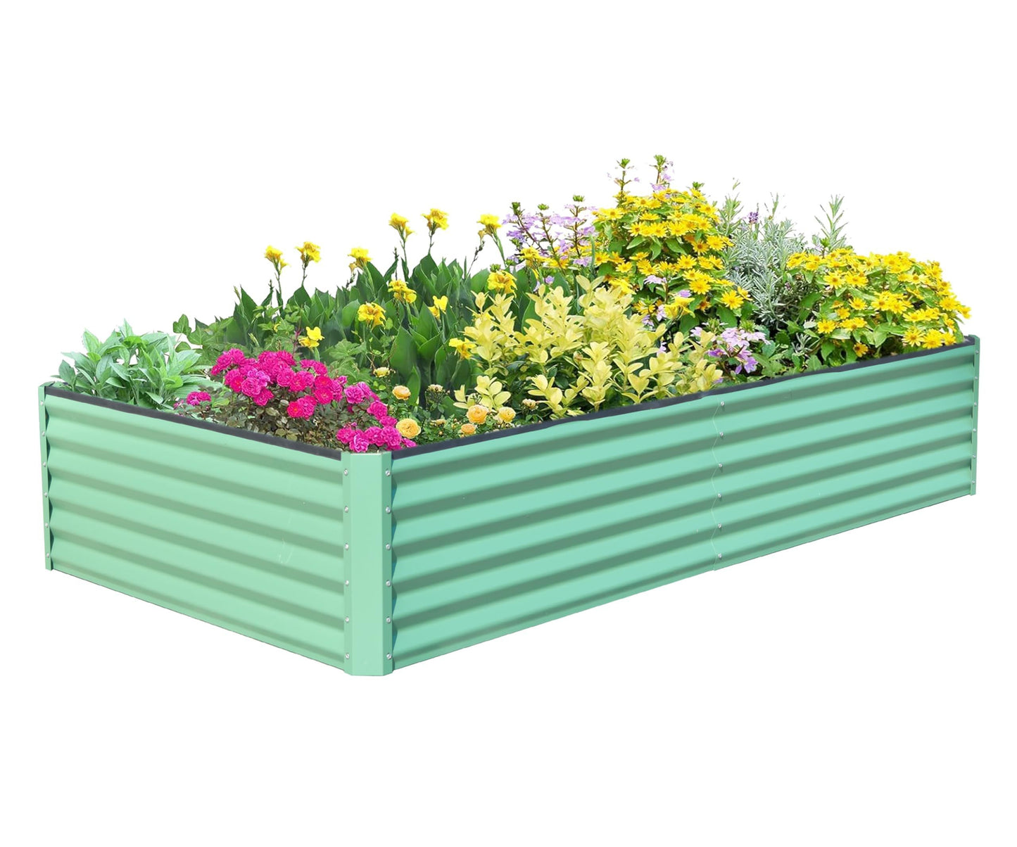 6x3x1.5ft Galvanized Raised Garden Bed, Outdoor Planter Garden Boxes Large Metal Planter Box for Gardening Vegetables Fruits Flowers, Green