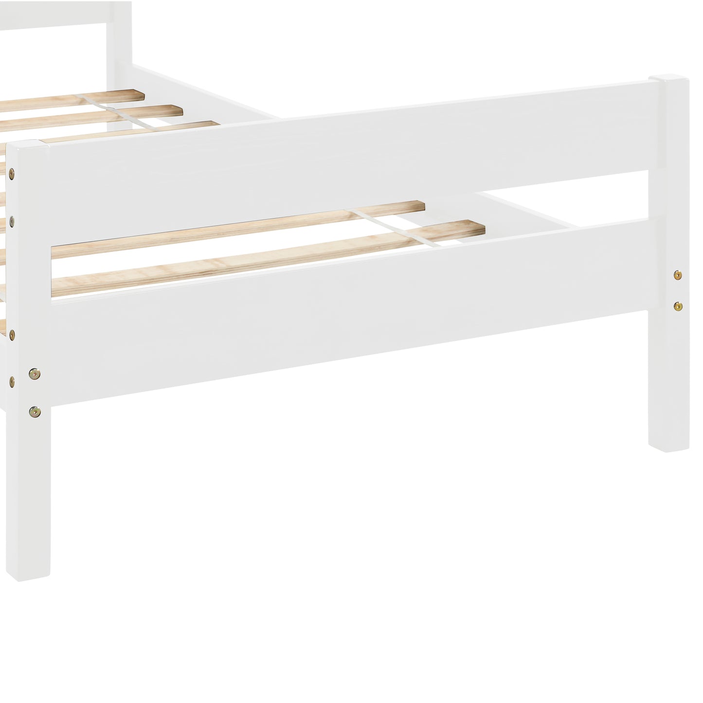 Twin Bed with Headboard and Footboard,White