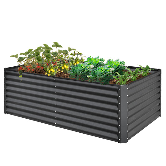 6x3x2ft Galvanized Raised Garden Bed, Outdoor Planter Garden Boxes Large Metal Planter Box for Gardening Vegetables Fruits Flowers, Gray