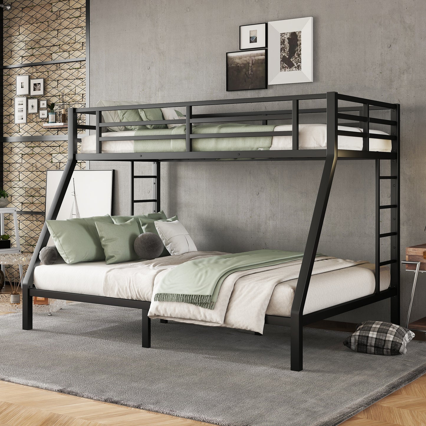 Metal Twin XL over Queen Bunk Bed for Teens and Adults,Space-Saving/Noise Reduced/No Box Spring Needed(Expect arrive date 2024/7/17)