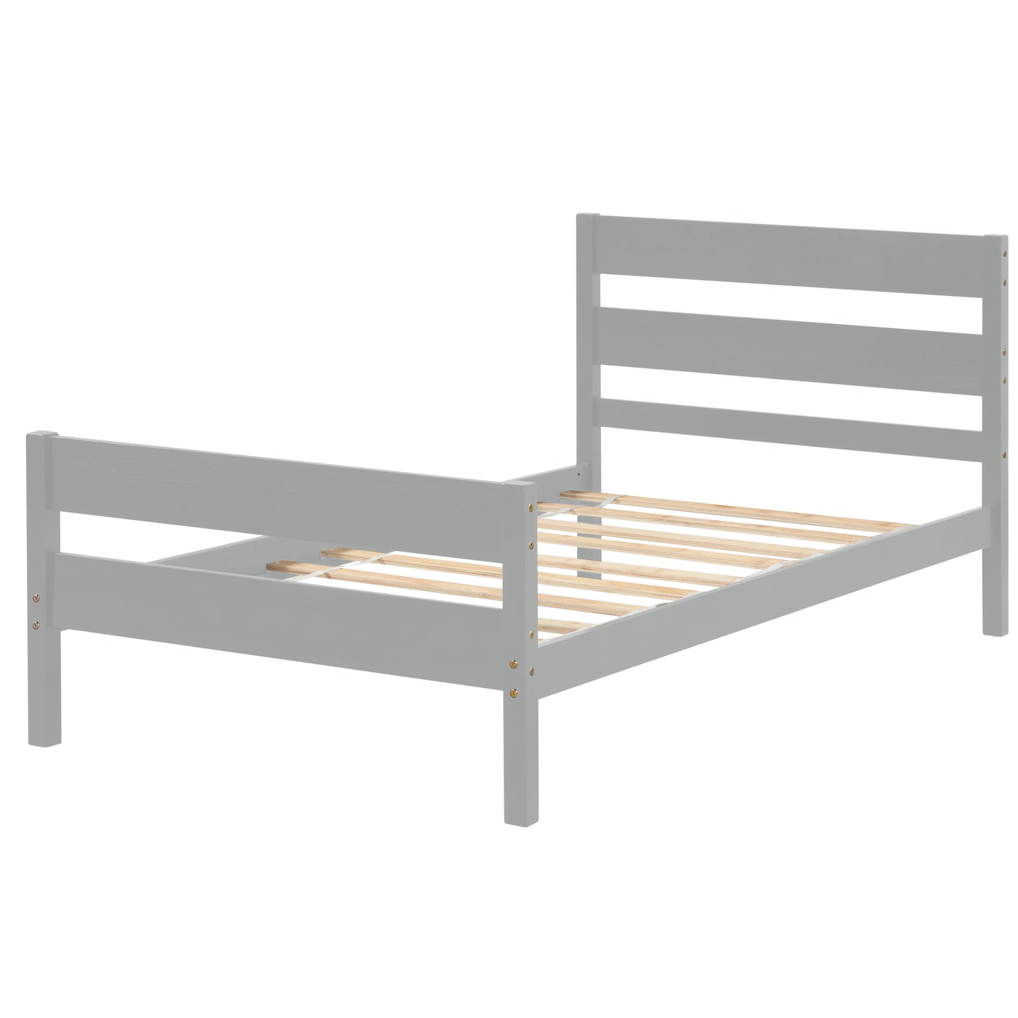 Twin Bed with Headboard and Footboard,Grey