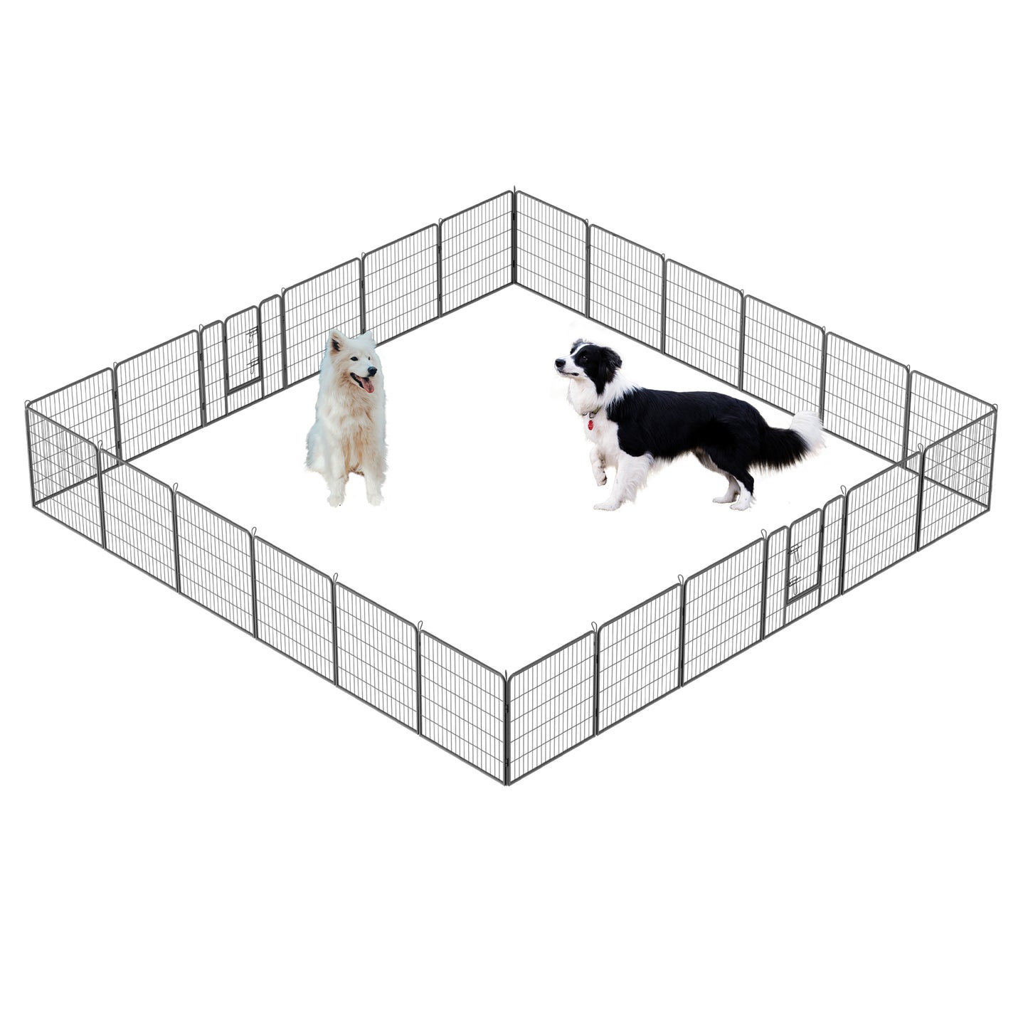 Dog Pens Outdoor 32" Height Foldable24 Panels Heavy Duty Metal Portable Dog Playpen Indoor Anti-Rust Exercise Dog Fence with Doors for Large/Medium/Small Pets Play Pen for RV Camping Yard