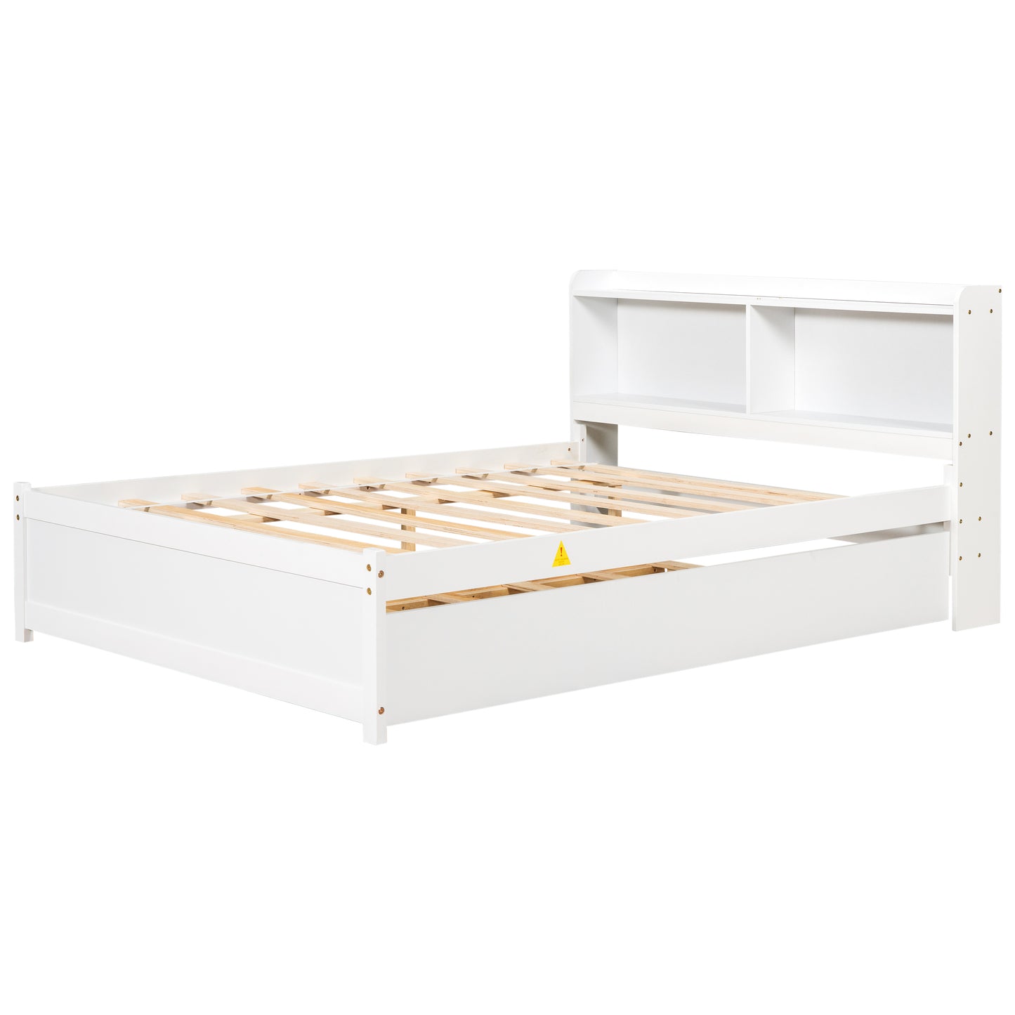 Full Bed with Trundle,Bookcase,White