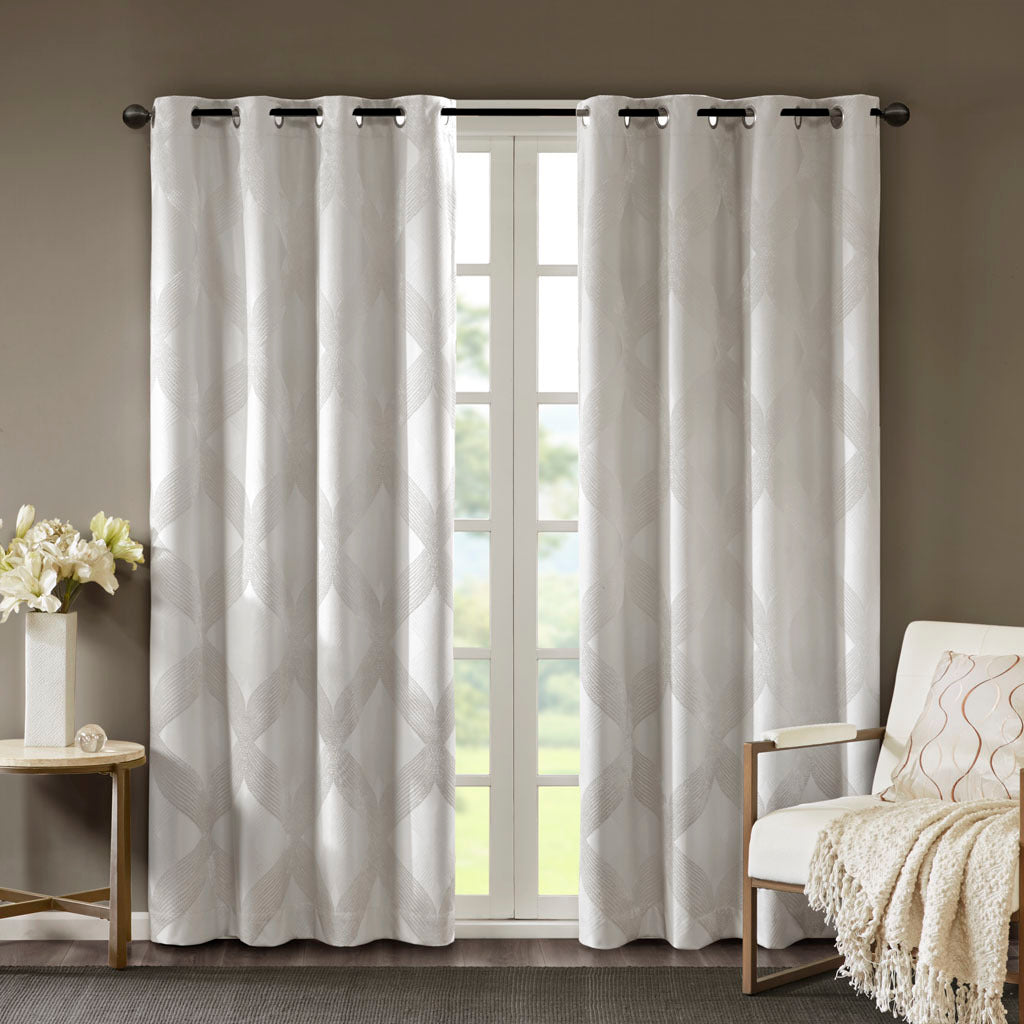 Ogee Knitted Jacquard Total Blackout Curtain Panel(Only 1 Pc Panel)