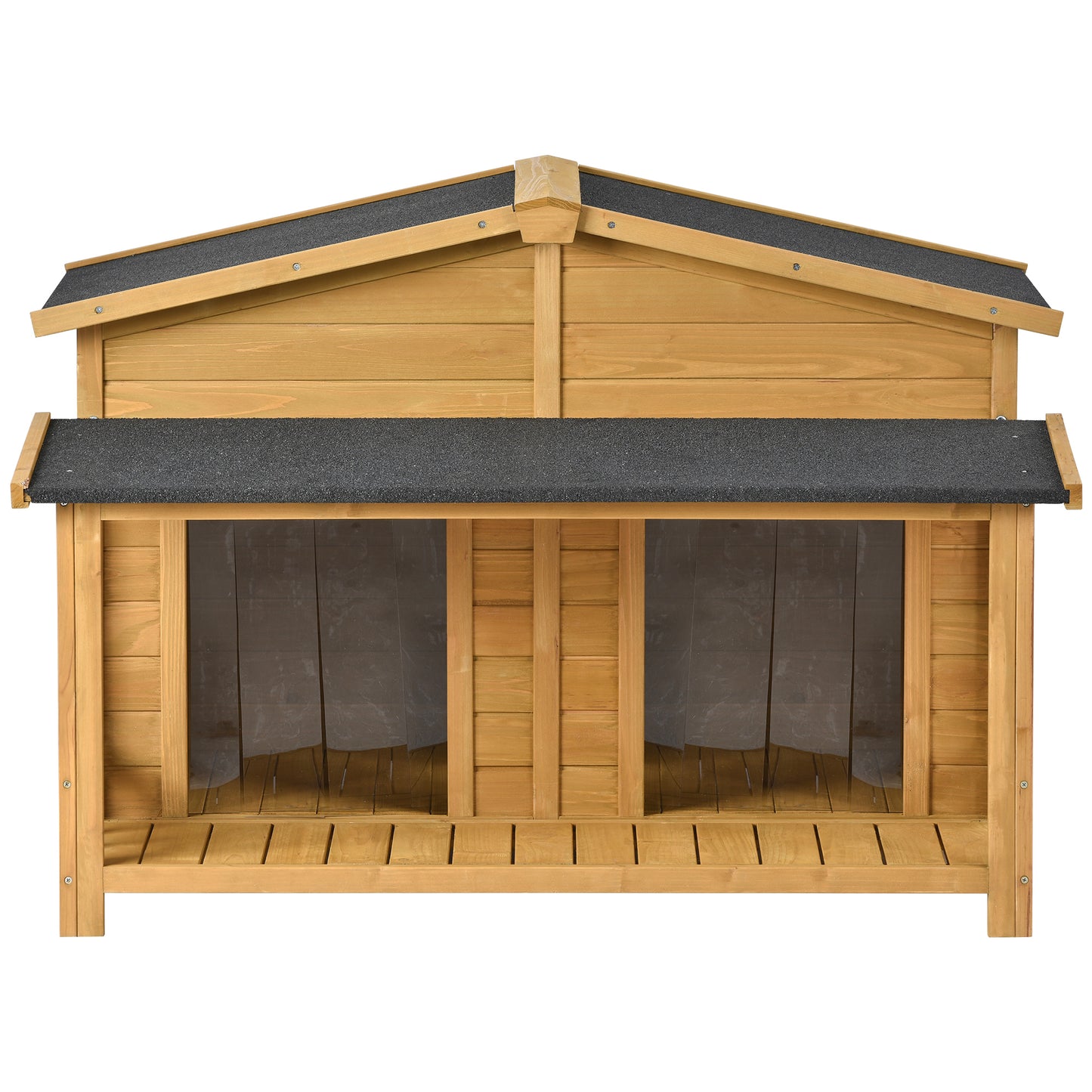 GO 47.2" Large Wooden Dog House Outdoor,  Outdoor & Indoor Dog Crate, Cabin Style, With Porch, 2 Doors