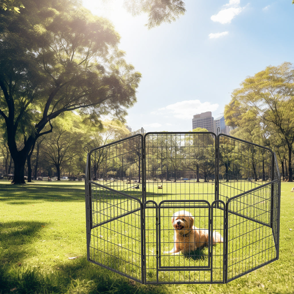 8 Panels Heavy Duty Metal Playpen with door,31.7"H Dog Fence Pet Exercise Pen for Outdoor, Indoor