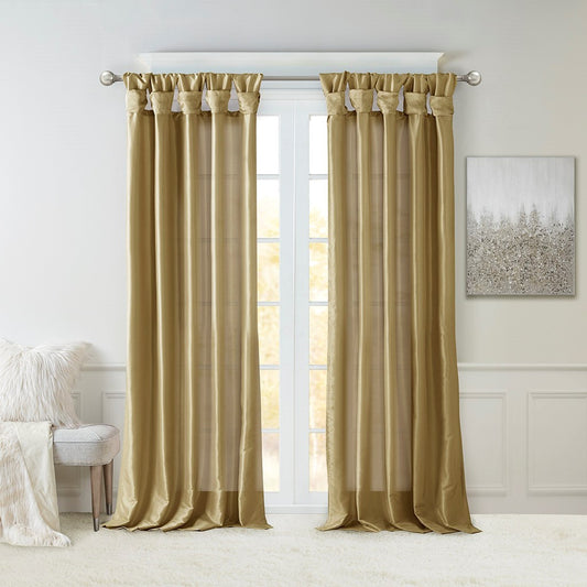 Twist Tab Lined Window Curtain Panel Bronze 50x95'