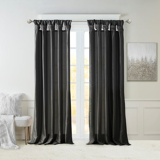 Twist Tab Lined Window Curtain Panel Black 50x84'