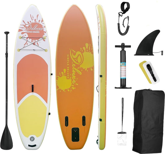 Inflatable Stand Up Paddle Board – Simple Deluxe Premium SUP for All Skill Levels, Pink Paddle Boards for Adults & Youth, Blow Up Stand-Up Paddleboards with Accessories & Backpack, Surf Control