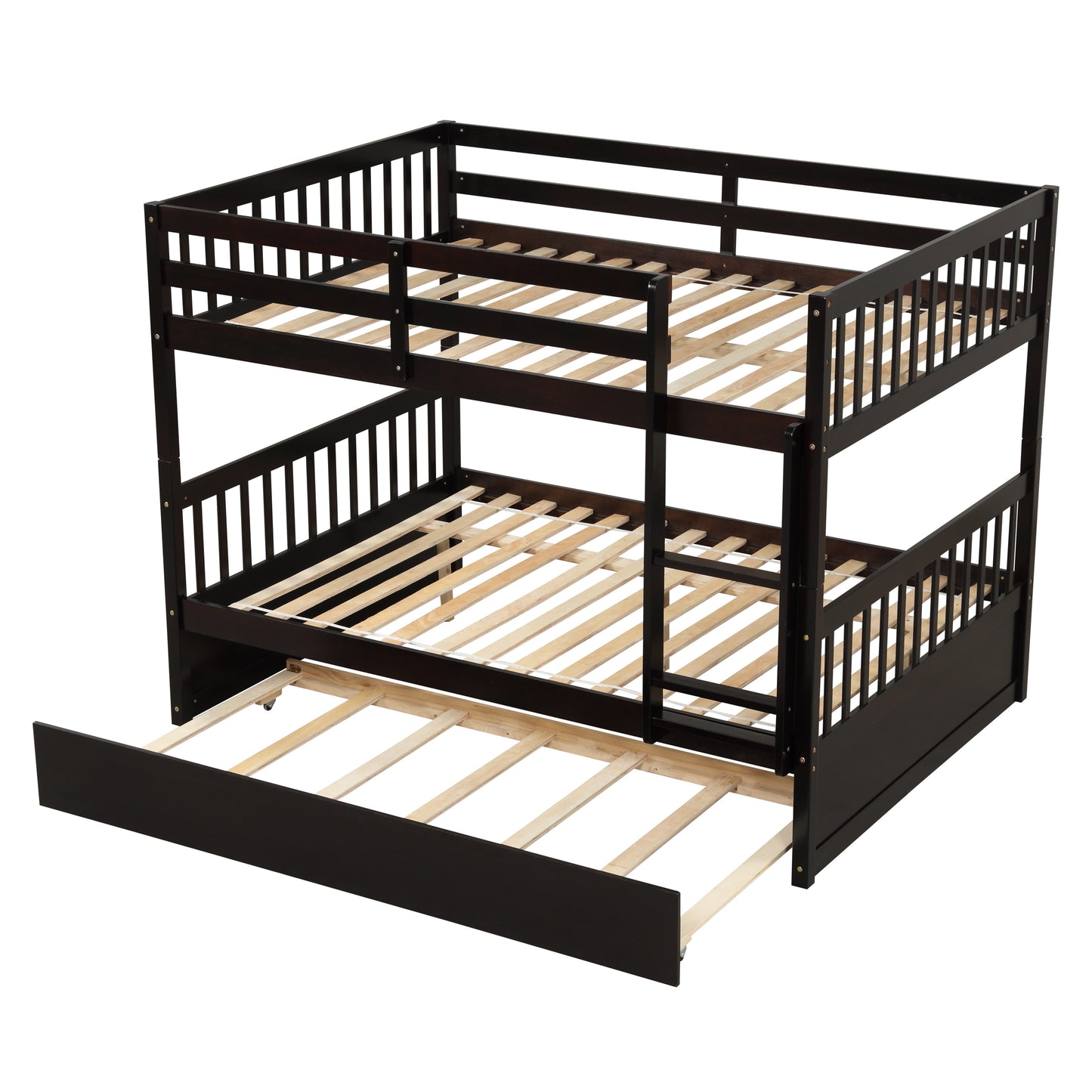 Full Over Full Bunk Bed with Trundle,Espresso