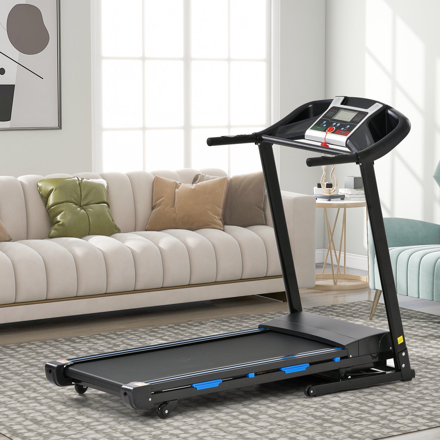 Treadmills for Home, Electric Treadmill with  Automatic Incline, Foldable 3.5HP Workout Running Machine Walking, Double Running Board Shock Absorption Pulse Sensor Bluetooth Speaker APP FITSHOW.