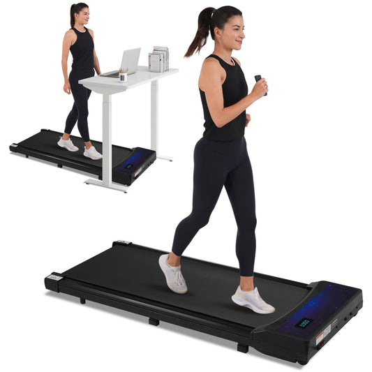 Walking Pad Under Desk Treadmill for Home Office -2.5HP Walking Treadmill 0.6-4MPH 300LBS Capacity Treadmill for Walking Running Remote Control Batteries