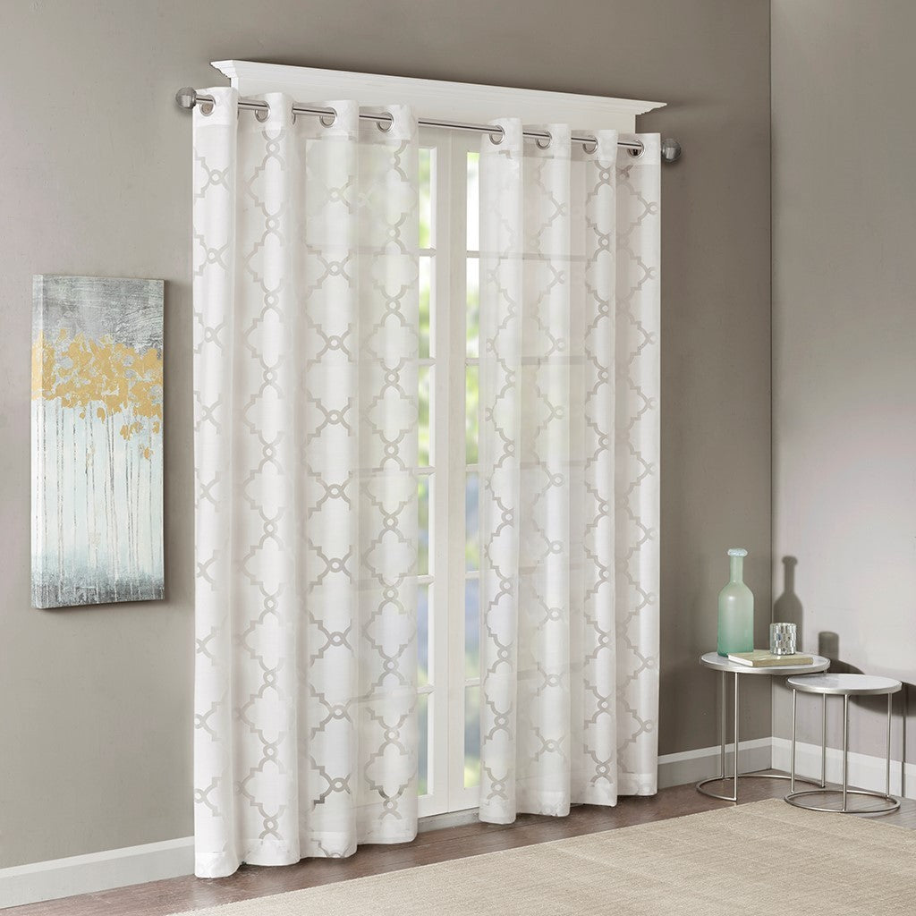 Fretwork Burnout Sheer Curtain Panel(Only 1 Pc Panel)