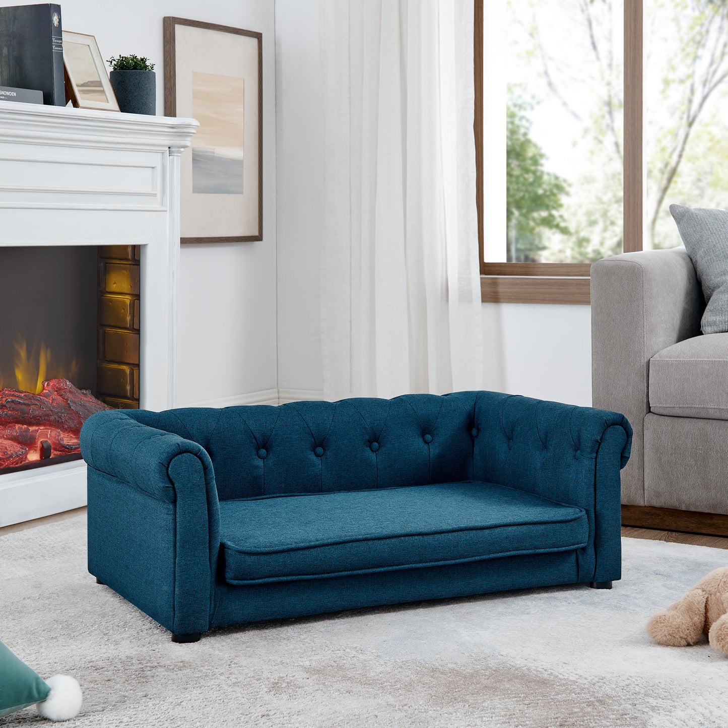 Elegant Rectangle Pet Bed for Medium and Large Dogs, Durable Elevated Dog Sofa Bed, Comfortable Dog Couch, Modern and Stylish Dog Sofa for Large Dogs,Blue