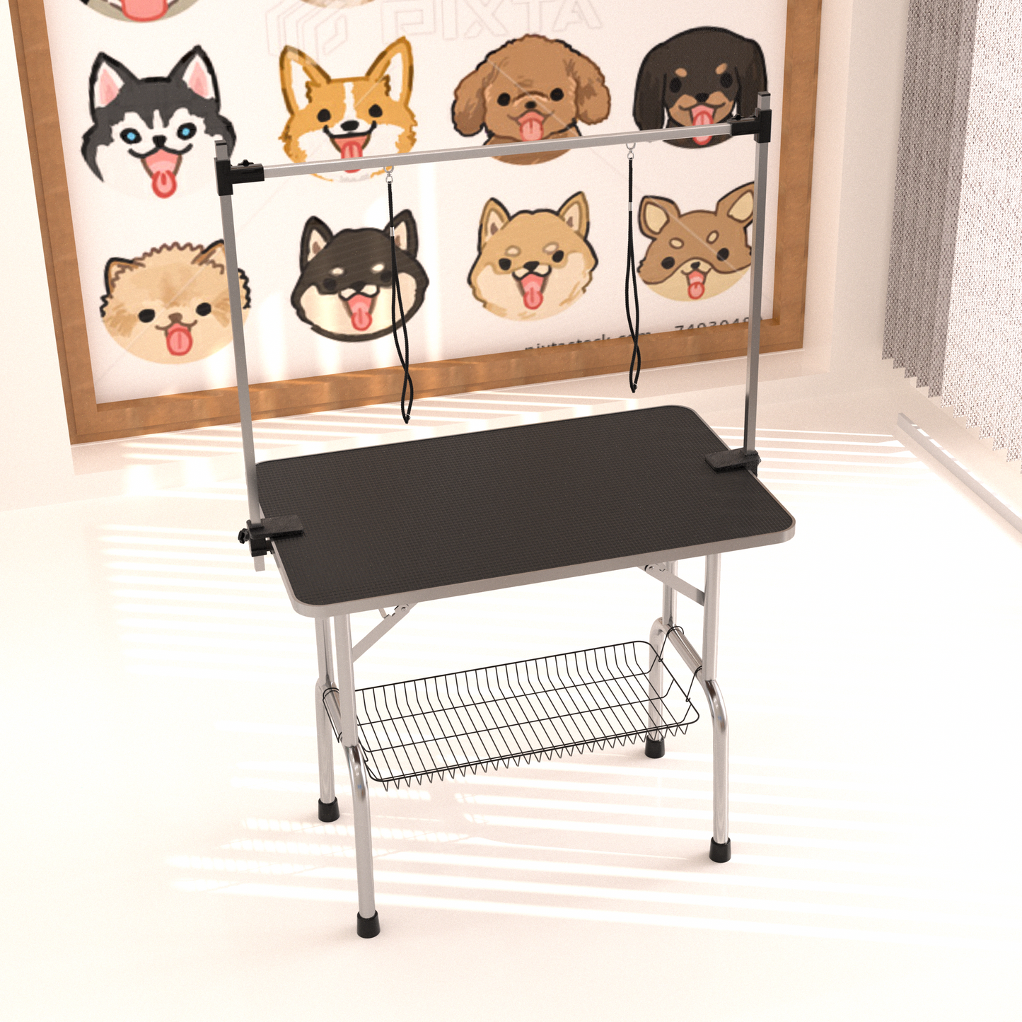 Large Grooming Table for Pet Dog and Cat with Adjustable Arm and Clamps Large Heavy Duty Animal grooming table, 42''/Black