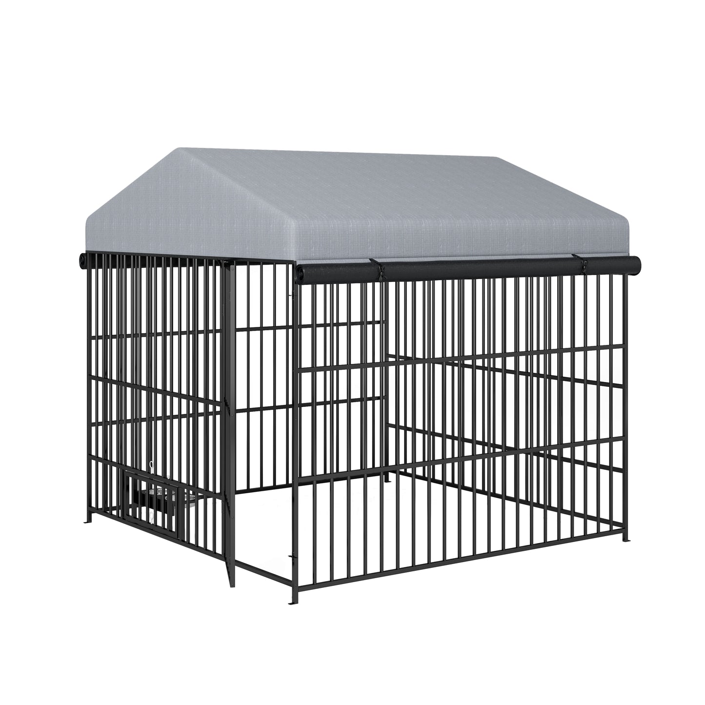 Large Dog Kennel Outdoor Pet Pens Dogs Run Enclosure Animal Hutch Metal Coop Fence with Roof Cover(6.6'L x 6.6'W x 6.4'H)