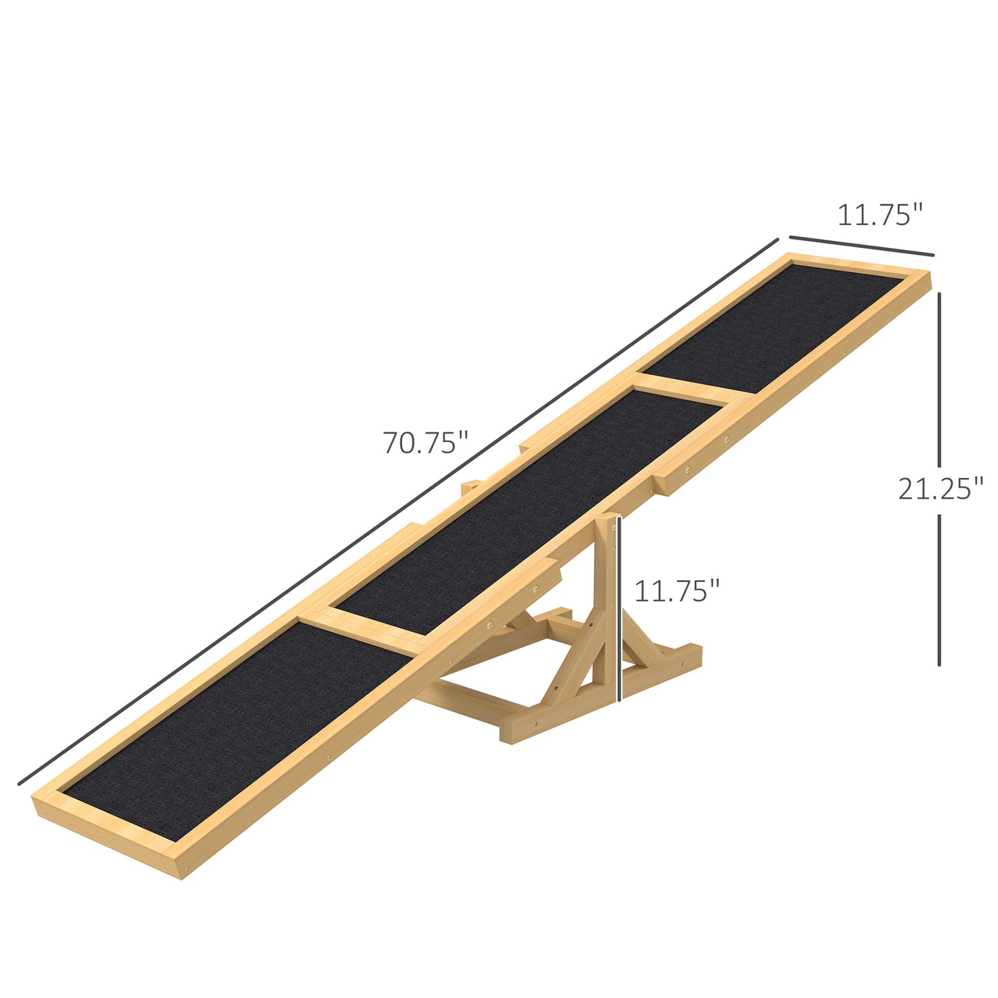 PawHut Wooden Dog Agility Seesaw for Training and Exercise, Platform Equipment Run Game Toy, Weather Resistant Pet Supplies, 71" L x 12" W x 12" H, Yellow