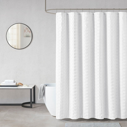 Woven Clipped Solid Shower Curtain