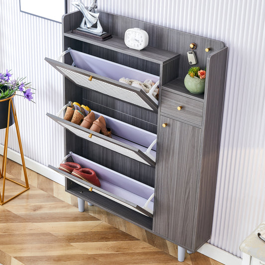 Modern minimalist storage cabinet, Japanese rattan shoe cabinet, bed top cabinet, small home furniture. Suitable for corridors and living rooms. GZ-DI-03