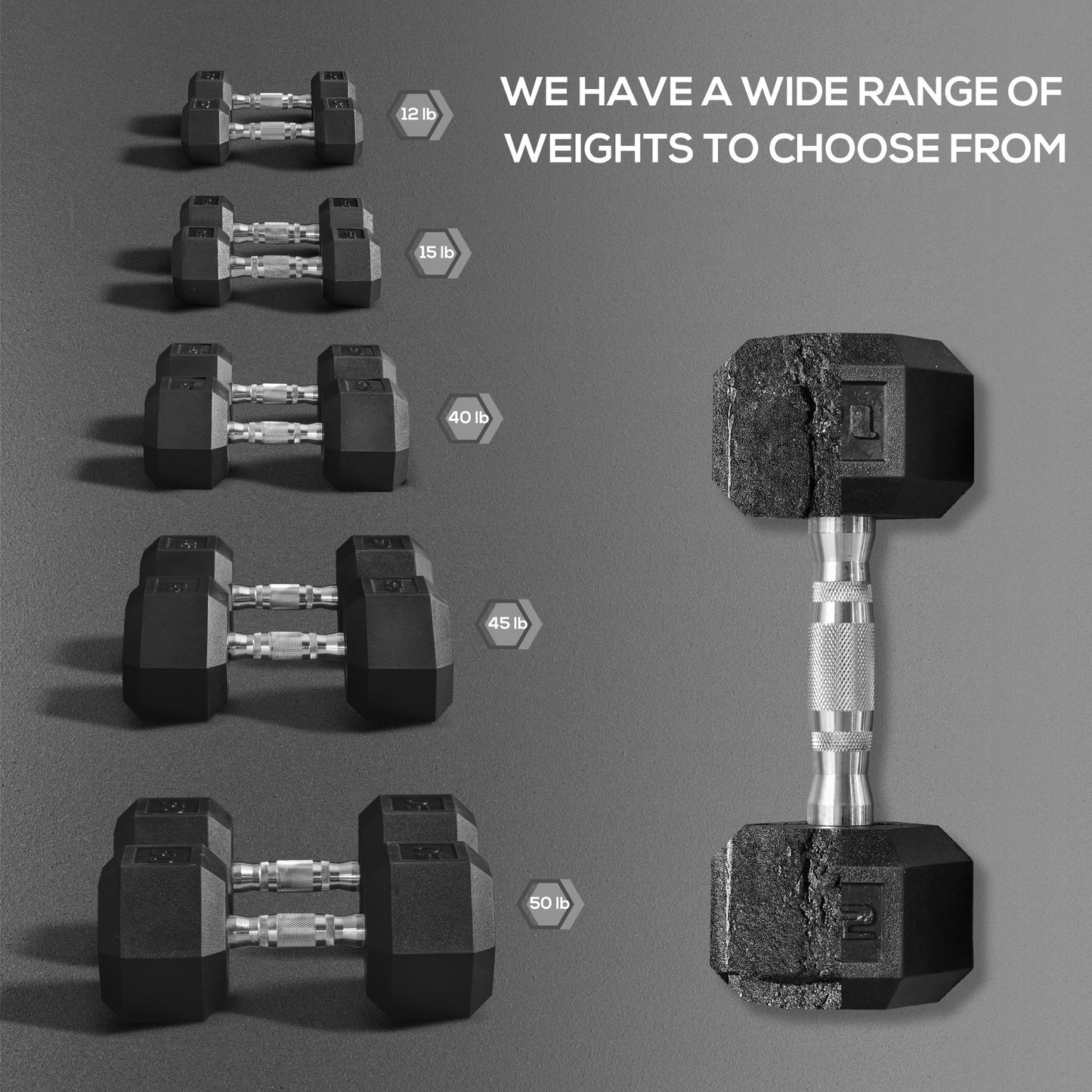 Soozier 2 x 50lbs Hex Dumbbell Set of 2, Rubber Weights Exercise Fitness Dumbbell with Non-Slip Handles, Anti-roll, for Women or Men Home Gym Workout