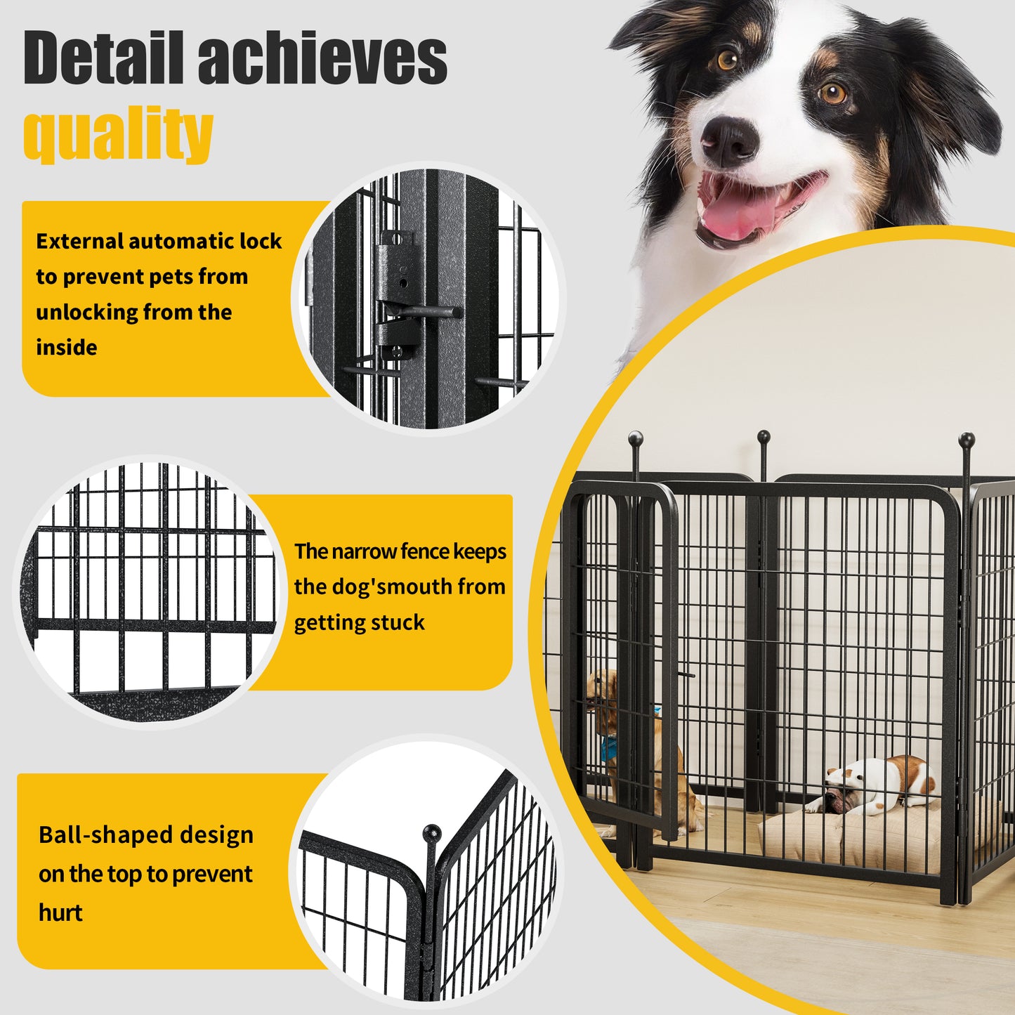 Dog Playpen 8 Panels 32" Height Heavy Duty Dog Fence Puppy Pen for Large Medium Small Dogs Indoor Outdoor Foldable Pet Exercise Pen