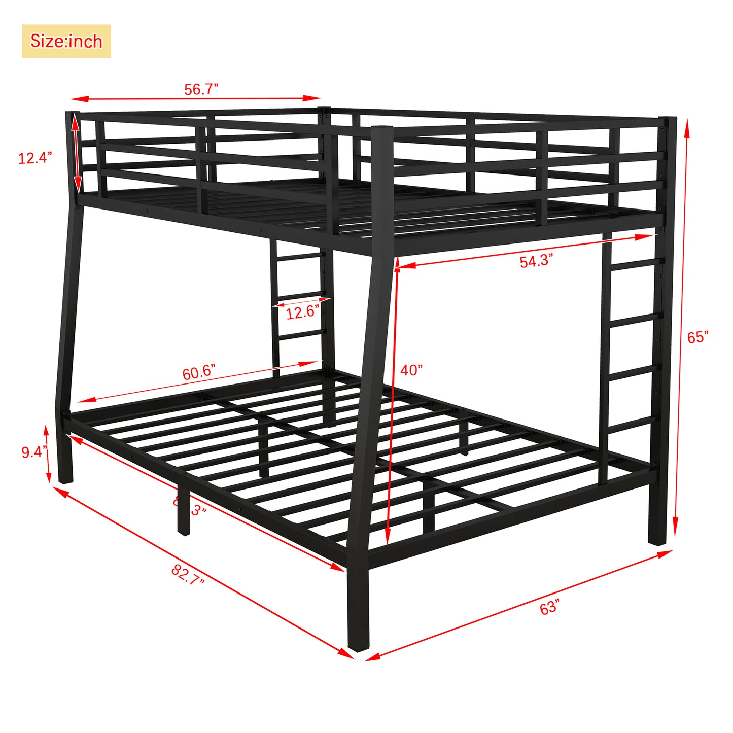 Metal Full XL over Queen Bunk Bed for Teens and Adults,Space-Saving/Noise Reduced/No Box Spring Needed(Expect arrive date 2024/6/27)