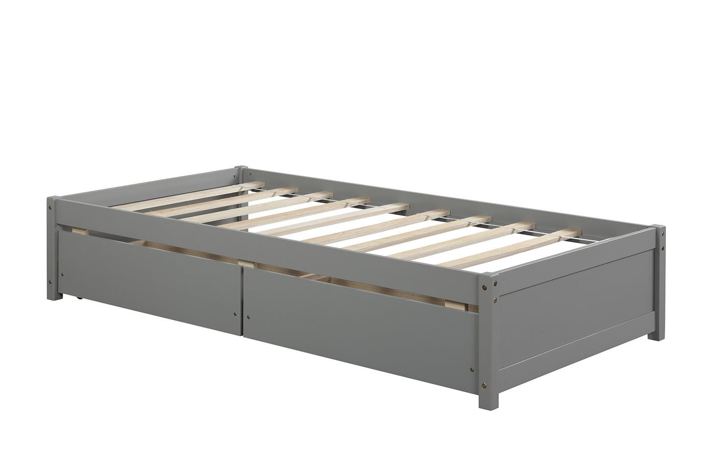 Twin Bed with 2 Drawers, Solid Wood, No Box Spring Needed ,Grey(Old SKU:W50422208)