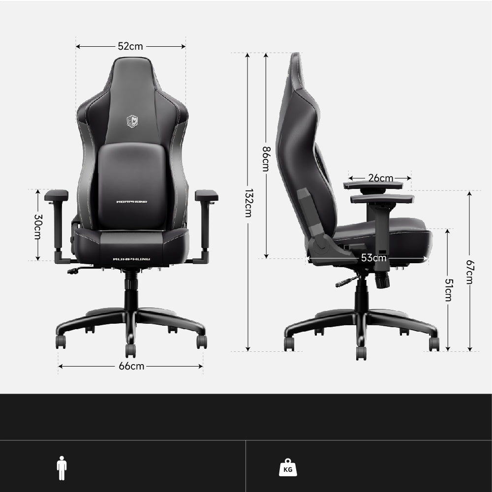 Gaming Chair Dynamic Lumbar Support and Thicken Seat, Height Adjustable Game Chair with 360° - Swivel Seat and for Office or Gaming