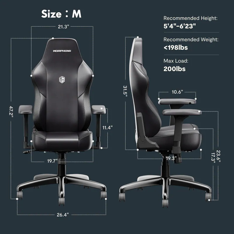 Gaming Chair with Dynamic Lumbar Support and Thicken Seat Swivel Seat and for Office or Gaming, Height Adjustable Game Chair with 360°